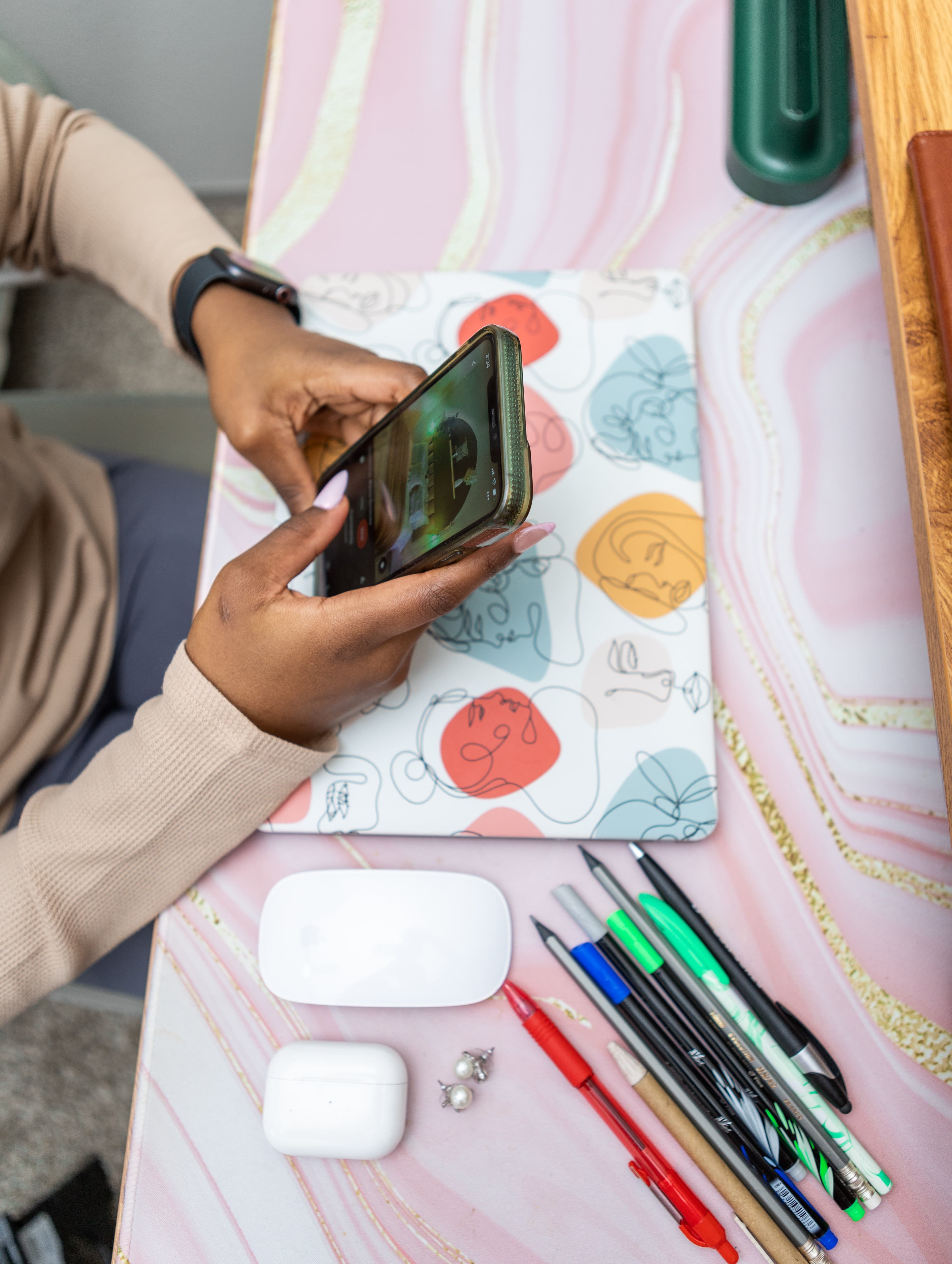 Small trader on a phone